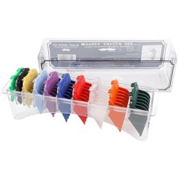 10pcs Color Guards Set Universal Fit For All Hair Clipper Compatible with Most Wahl Clippers  With Clipper Guard Holder Tray For Barber Fade comb