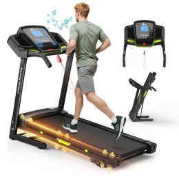 Foldable Treadmill With Incline, Folding Treadmill For Home Electric Treadmill Workout Running Machine, Handrail Controls Speed, Pulse Monitor,AP (Option: Black)