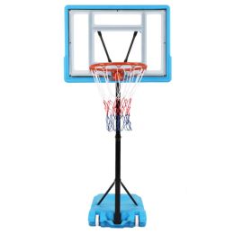 PVC Transparent Board Basket Frame Adjustable 115-135cm Poolside Basketball Hoop Blue (Option: Defaulttitle)
