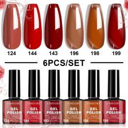 LIMEGIRL 6pcs Gel Polish Set 6 Vibrant Colors UV Gel NailPolish Red Blue Green Hema TMPTA TPO 3-free AllSeasons NailGel for Christmas Gift Women (Color: HC025-3)