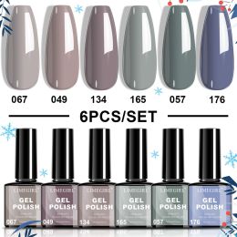 LIMEGIRL 6pcs Gel Polish Set 6 Vibrant Colors UV Gel NailPolish Red Blue Green Hema TMPTA TPO 3-free AllSeasons NailGel for Christmas Gift Women (Color: HC025-8)