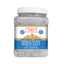 Himalayan White Salt by Pride Of India - 2.2Lbs - Rarest & Enriched W/84+ Natural Minerals- Low Sodium- Mineral Rich Nutrition and Enhanced Taste (Value: Coarse Grind)