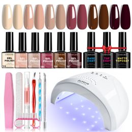 LIMEGIRL Gel Nail Polish Set 6 Color Set with UV Nail Light and Nail Tools, Soaking Nail Set, for Beginners DIY Nail Set (Corol: ZH644-1)